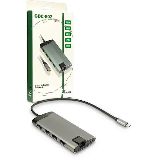 Inter-Tech GDC-802 Alámbrico USB 3.2 Gen 1 (3.1 Gen 1) Type-C Gris