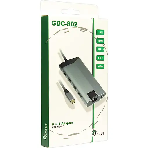 Inter-Tech GDC-802 Alámbrico USB 3.2 Gen 1 (3.1 Gen 1) Type-C Gris