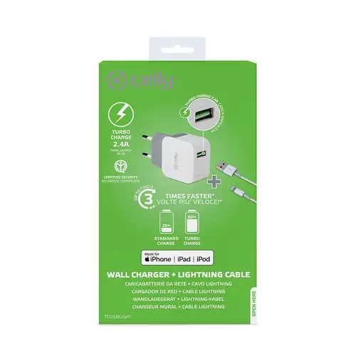 Celly TCUSBLIGHT cargador de dispositivo móvil Universal Blanco Corriente alterna