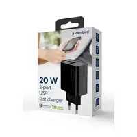 Gembird TA-UC-PDQC20-01-BK cargador de dispositivo móvil Universal Negro Corriente