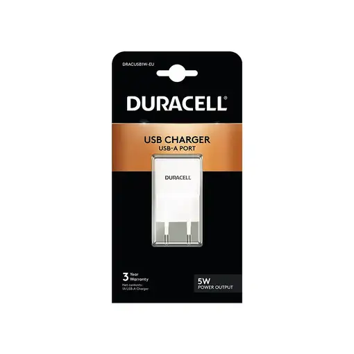 Duracell DRACUSB1W-EU cargador de dispositivo móvil Smartphone Blanco Corriente al