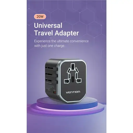 Vention Cargador Universal FJCB0/ 1xUSB Tipo-C/ 2xUSB/ 20W