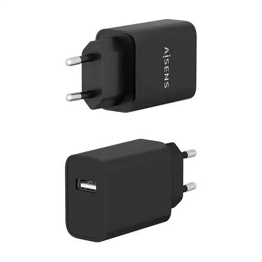 AISENS Cargador USB 10W alta eficiencia, 5V/2A, Negro