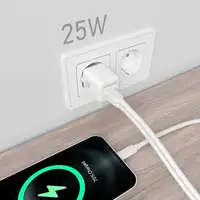 AISENS Cargador GaN 25W, 1xUSB-C PD3.0 QC4.0, 1xUSB-A QC3.0, Blanco