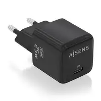 AISENS Cargador GaN 25W, 1xUSB-C PD3.0 QC4.0, Negro