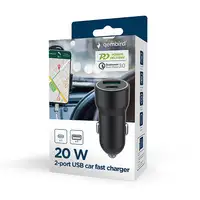 Gembird TA-UC-A2PDQC20-CAR-01 cargador de dispositivo móvil Universal Negro Encend