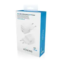 AISENS Cargador GaN 35W, 1xUSB-C PD3.0 QC4.0, Blanco