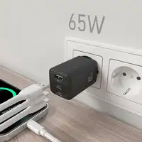 AISENS Cargador Gan 65W, 2xUSB-C PD3.0 QC4.0, 1xUSB-A QC3.0, Negro