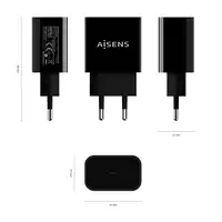 AISENS Cargador USB-C PD3.0 1 Puerto 1x USB-C 20 W, Negro