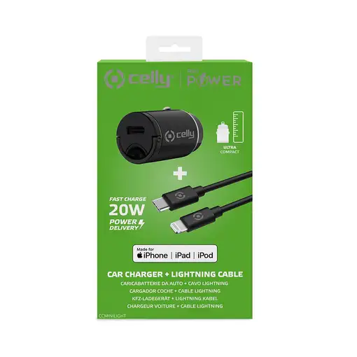 Celly CCMINILIGHT cargador de dispositivo móvil Smartphone Negro Encendedor de cig