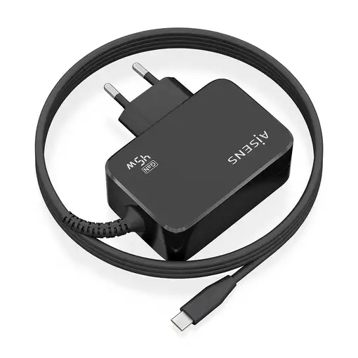 AISENS Cargador GaN 45W PD3.0 1xUSB-C 1.8m, Negro