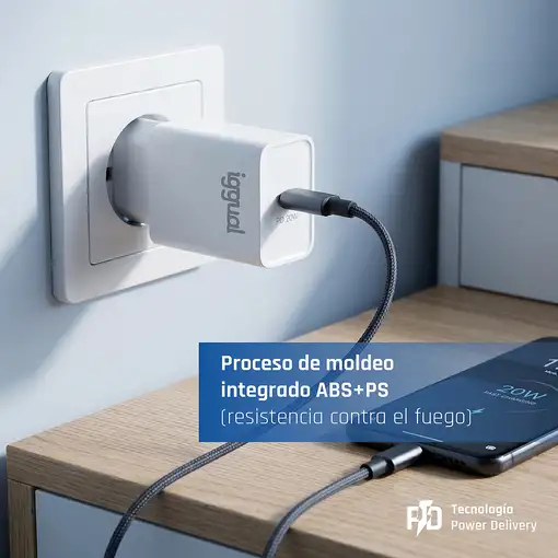 iggual Cargador rápido USB PD tipo C 20W
