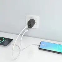 AISENS Cargador GaN 25W, 1xUSB-C PD3.0, 1xUSB-A QC3.0, Negro
