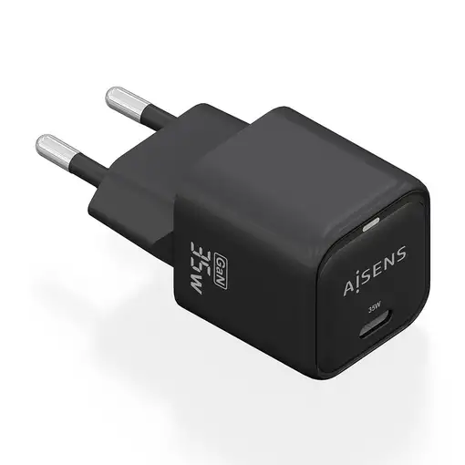 AISENS Cargador GaN 35W, 1xUSB-C PD3.0 QC4.0, Negro