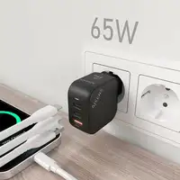 AISENS Cargador GaN 65W, 2xUSB-C PD3.0 QC4.0, 1xUSB-A QC3.0, Negro