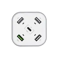 AISENS Cargador 48W 5 Puertos 3x USB-A 1x USB-C 1x USB QC3.0, Blanco