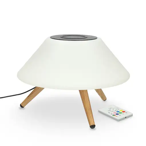Ksix Cargador inalámbrico lámpara Omni 10W, Tecnología Qi, Altavoz Bluetooth, 7 co