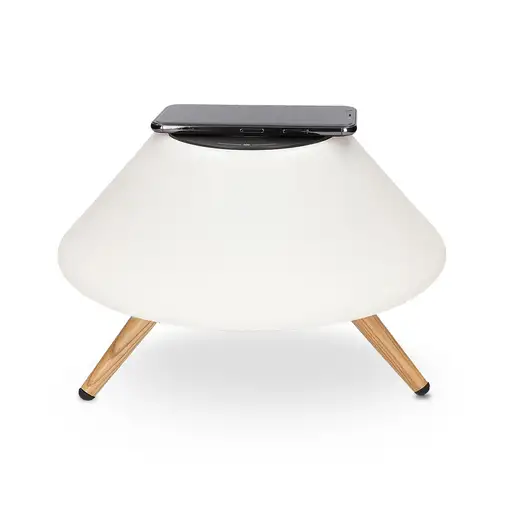 Ksix Cargador inalámbrico lámpara Omni 10W, Tecnología Qi, Altavoz Bluetooth, 7 co