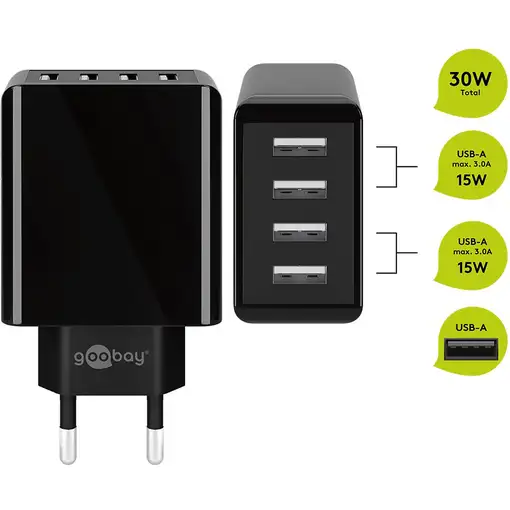 Goobay 44953 cargador de dispositivo móvil Universal Negro Corriente alterna Inter