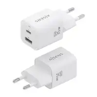 AISENS Cargador Gan 35W, 1xUSB-C PD3.0 QC4.0, 1xUSB-A QC3.0, Blanco