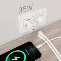 AISENS Cargador Gan 35W, 1xUSB-C PD3.0 QC4.0, 1xUSB-A QC3.0, Blanco