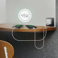 AISENS Cargador Gan 45W, 2xUSB-C PD3.0 QC4.0, Blanco