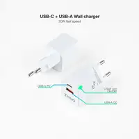 TooQ Cargador de Pared USB-C/PD + USB-A/QC 20W, Blanco