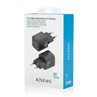 AISENS Cargador Gan 30W, 1xUSB-C PD3.0 QD4.0, Negro