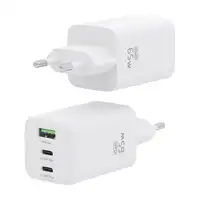 AISENS Cargador Gan 65W, 2xUSB-C PD3.0 QC4.0, 1xUSB-A QC3.0, Blanco