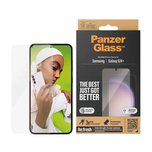 PanzerGlass ® Screen Protector Samsung Galaxy S24+ | Ultra-Wide Fit w. EasyAligner