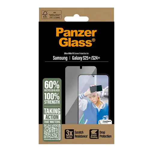 PanzerGlass ® Screen Protector Samsung Galaxy S25+ | S24+ | Ultra-Wide Fit Protect