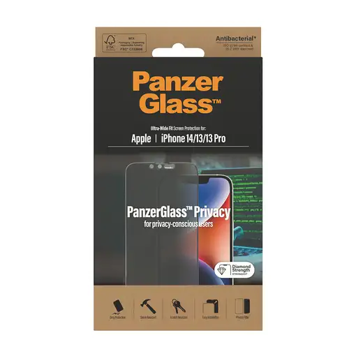 PanzerGlass ® Privacy Screen Protector iPhone 14 | 13 | 13 Pro | Ultra-Wide Fit Pr