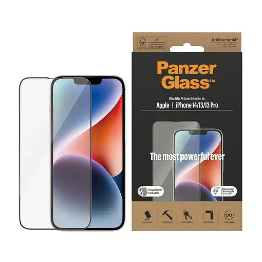 PanzerGlass ® Screen Protector iPhone 14 | 13 | 13 Pro | Ultra-Wide Fit w. EasyAli