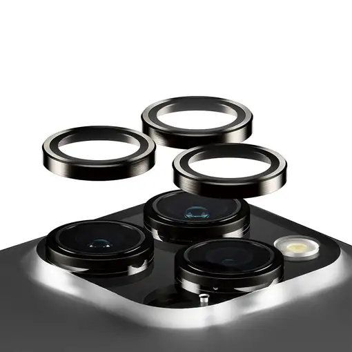 PanzerGlass ® Hoops® Black Metal Camera Lens Protector iPhone 15 Pro | 15 Pro Max