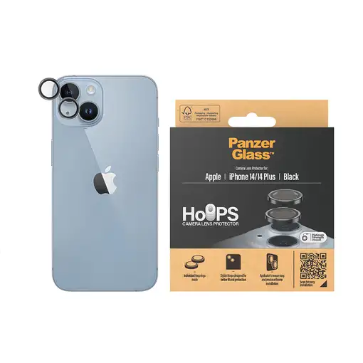 PanzerGlass ® Hoops® Camera Lens Protector Black iPhone 14 | 14 Plus Protector de
