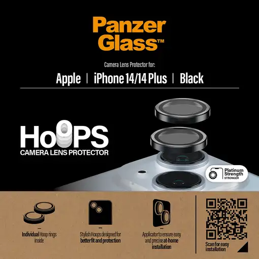 PanzerGlass ® Hoops® Camera Lens Protector Black iPhone 14 | 14 Plus Protector de