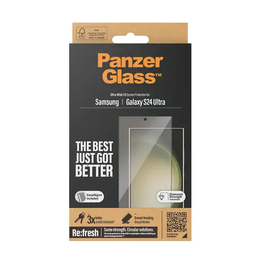 PanzerGlass ® Screen Protector Samsung Galaxy S24 Ultra | Ultra-Wide Fit w. EasyAl