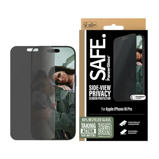 PanzerGlass SAFE. by ® Privacy Screen Protector iPhone 16 Pro | Ultra-Wide Fit Pro