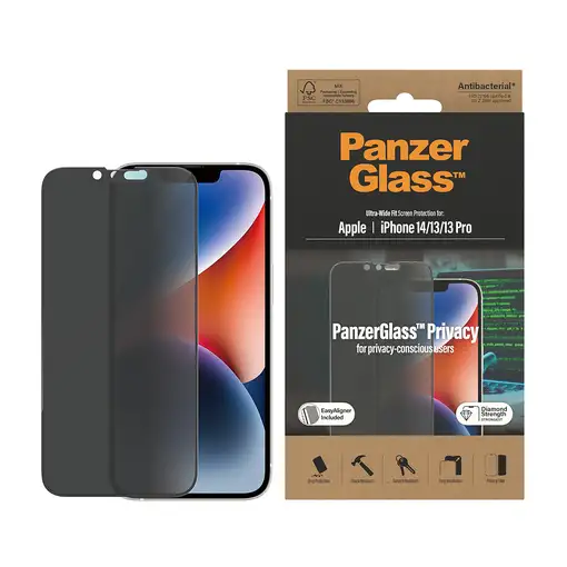 PanzerGlass ® Privacy Screen Protector iPhone 14 | 13 | 13 Pro | Ultra-Wide Fit w.