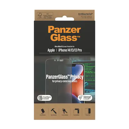 PanzerGlass ® Privacy Screen Protector iPhone 14 | 13 | 13 Pro | Ultra-Wide Fit w.