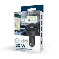 Gembird TA-UC-AC2PD30LCD-CAR-01 cargador de dispositivo móvil Universal Negro Ence