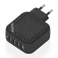 AISENS Cargador GaN 100W, 3xUSB-C PD3.0 QC4.0, 1xUSB-A QC3.0, Negro