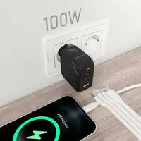 AISENS Cargador GaN 100W, 3xUSB-C PD3.0 QC4.0, 1xUSB-A QC3.0, Negro