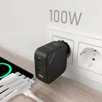 AISENS Cargador GaN 100W, 3xUSB-C PD3.0 QC4.0, 1xUSB-A QC3.0, Negro