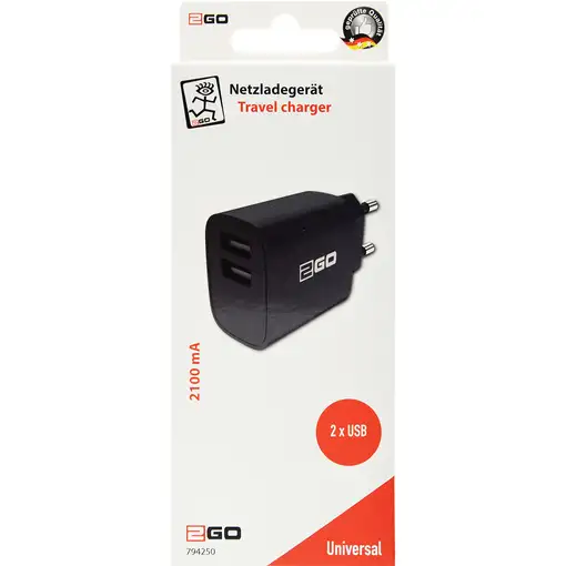 2GO 794250 cargador de dispositivo móvil Universal Negro Corriente alterna Interio