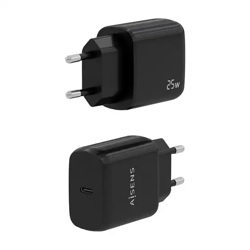 AISENS Cargador USB-C PD3.0 1 Puerto 1xUSB-C 25W, Negro