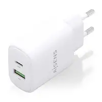 AISENS Cargador GaN 25W, 1xUSB-C PD3.0, 1xUSB-A QC3.0, Blanco