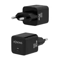 AISENS Cargador Gan 30W, 1xUSB-C PD3.0 QD4.0, Negro