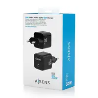 AISENS Cargador Gan 30W, 1xUSB-C PD3.0 QD4.0, Negro