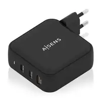 AISENS Cargador GaN 140W, 2xUSB-C PD3.1 QC4.0, 1xUSB-A QC3.0, Negro